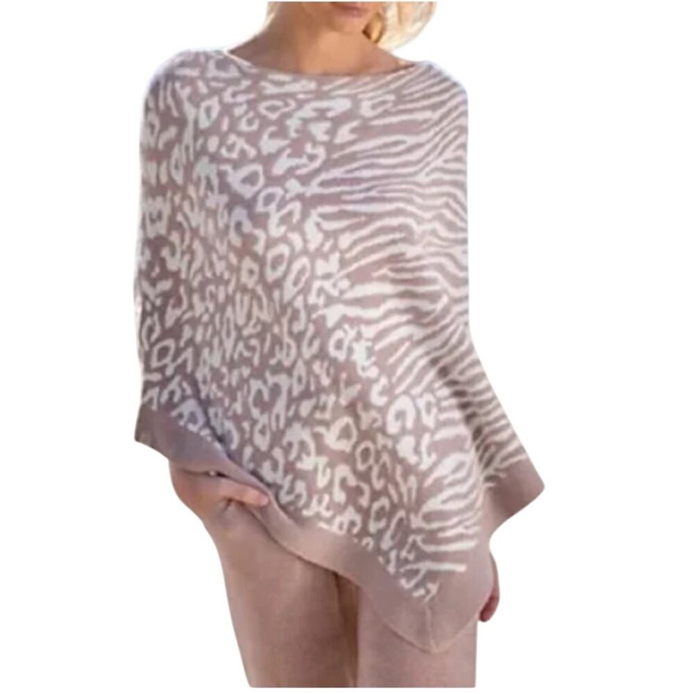 Barefoot Dreams NWT Cozychic Ultra Lite Poncho Ocean Breeze Animal Print‎ Rose